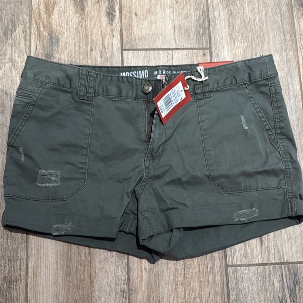 Mission Olive Distressed Shorts Mid Rise Sz 6